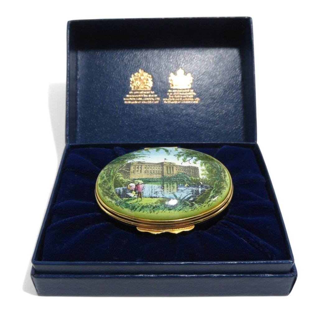 Buckingham Palace Halcyon Days Enamel Trinket Box With Box